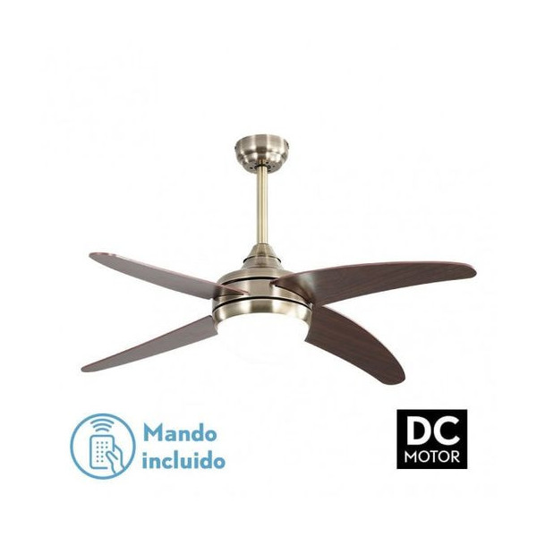 VENTILADOR DE TECHO ASPAS FIJAS ABRILA DC KLOD   6 VEL. 4 ASPAS    REMOTO Y TEMPORIZADOR CUERO/CEREZ