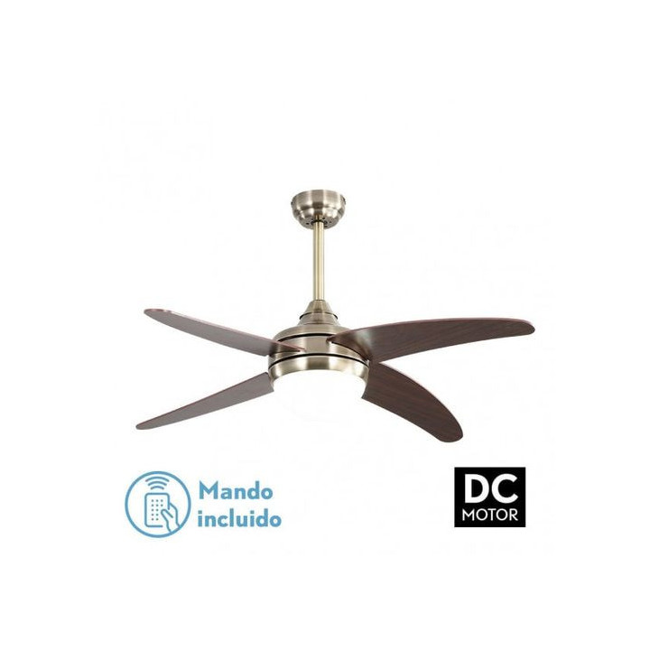 VENTILADOR DE TECHO ASPAS FIJAS ABRILA DC KLOD   6 VEL. 4 ASPAS    REMOTO Y TEMPORIZADOR CUERO/CEREZ
