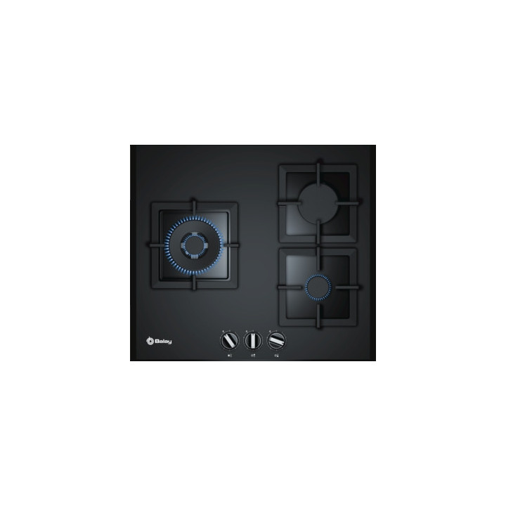 PLACA DE CRISTAL GAS BALAY 3 FUEGOS CON QUEMADOR WOK GAS BUTANO MOD. 3ETG663HB