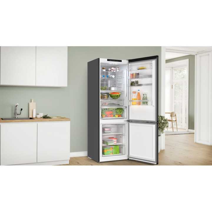 FRIGORIFICO COMBI BOSCH CRISTAL NEGRO 203x60 NO FROST CLASE C MOD. KGN39LBCF