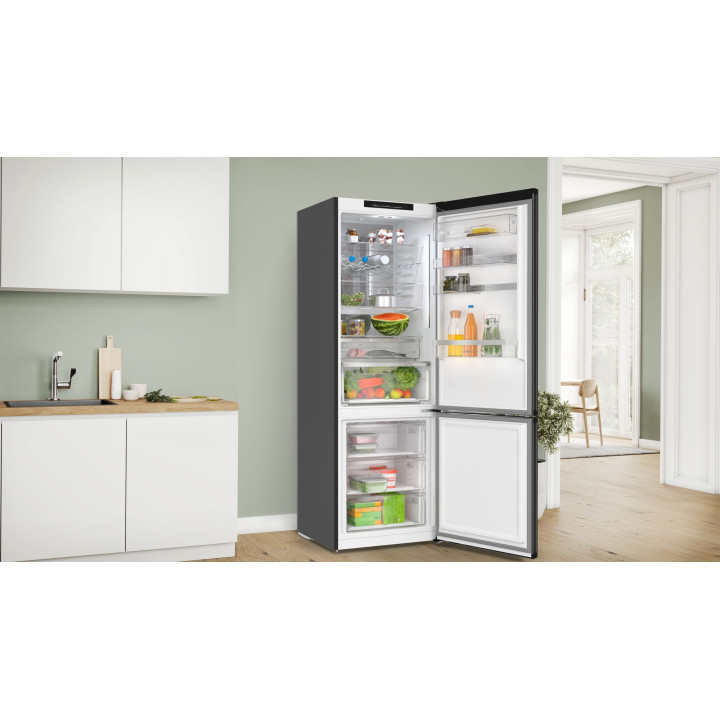 FRIGORIFICO COMBI BOSCH CRISTAL NEGRO 203x70 NO FROST CLASE C  MOD. KGN49LBCF