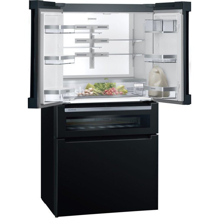 FRIGORIFICO SIEMENS 4 PUERTAS Y VINOTECA INCLUIDA PUERTAS DE CRISTAL NEGRO NO FROST MEDIDAS 183x90.6