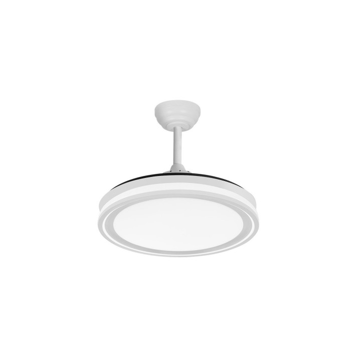 VENTILADOR DE TECHO ASPAS DESPLEGABLE  MODELO BANDIDO  BLANCO  MOTOR DC 59W 5900LM 107D. 6 VELOCIDAD