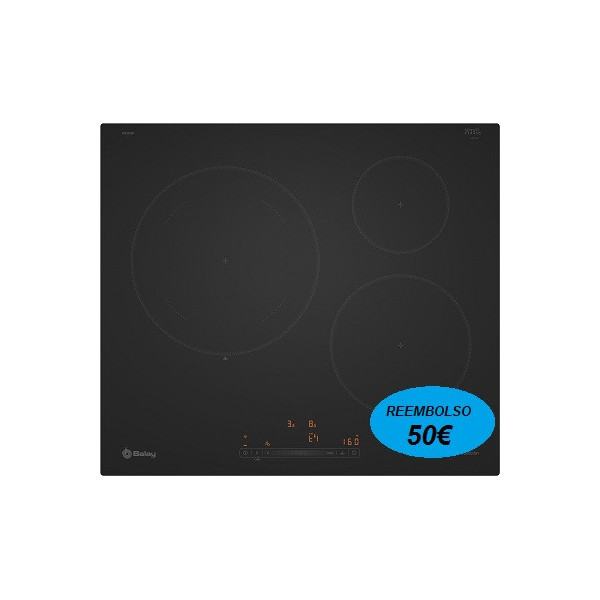 PLACA INDUCCION  BALAY 60CM  3 ZONAS  28 CM  CONTROL DE TEMPERATURA MOD:3EB965MH