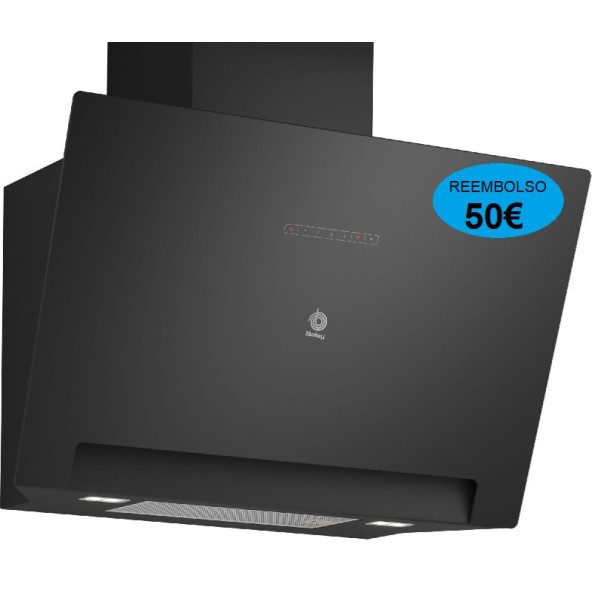 CAMPANA DECORATIVA INCLINADA  BALAY CRISTAL NEGRO 80CM.  431m3  MOD.3BC587GNH