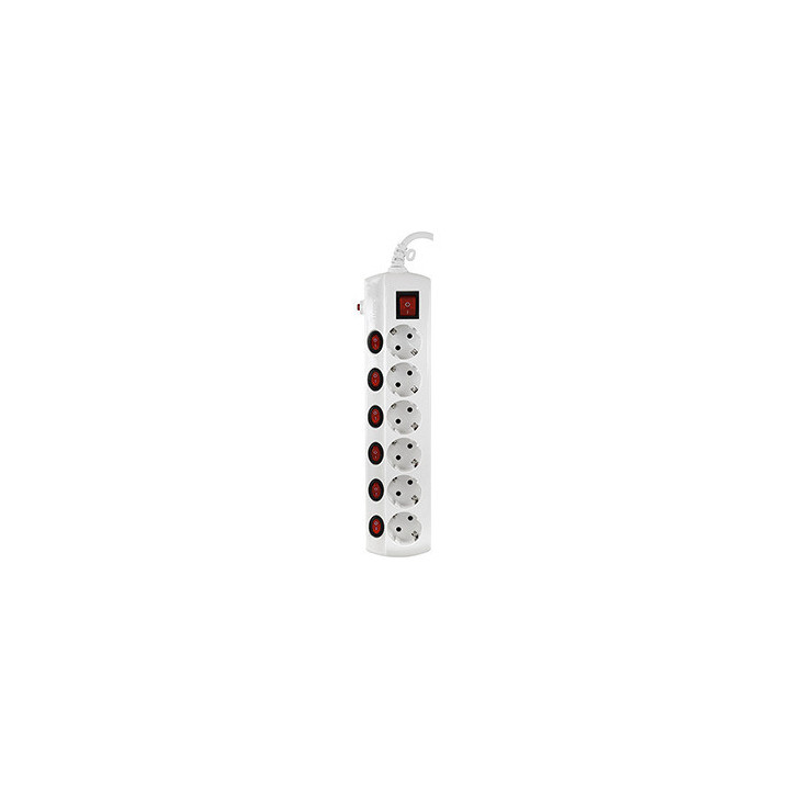 Base 6 tomas con interruptor individual 3g1.5mm² 1.5m