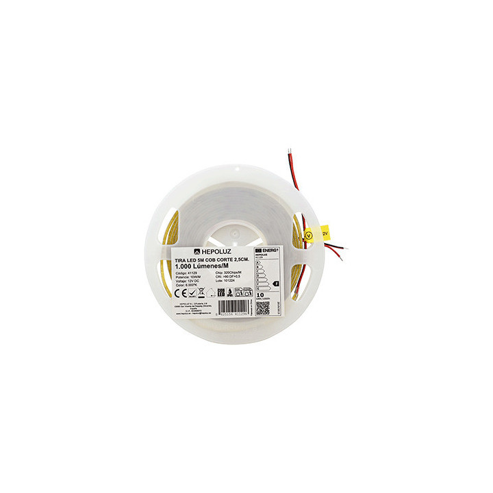 TIRA LED COB 5m 12VDC 10W/m 6000K IP65