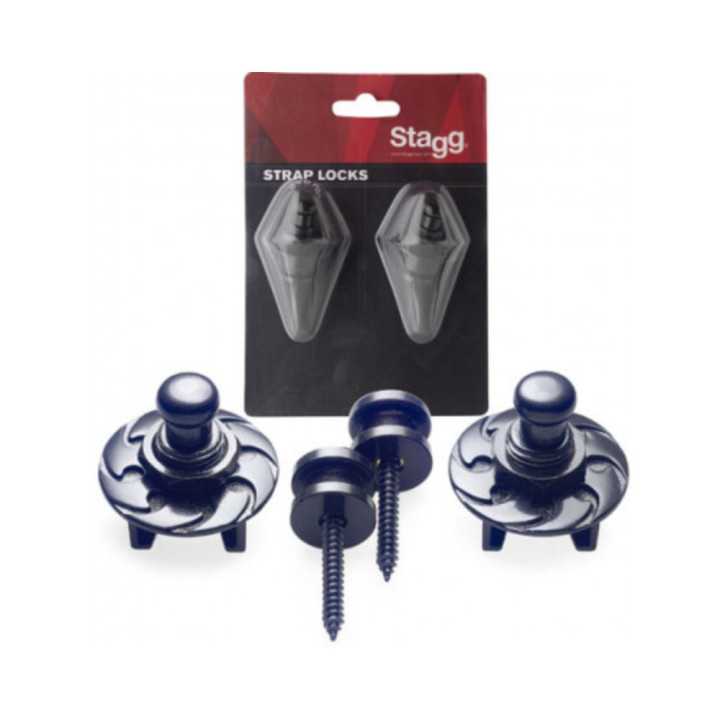 CIERRE SEGURIDAD GUITARRA STAGG PACK 2U NEGRO CROM