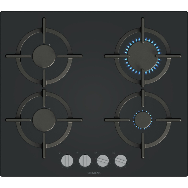 PLACA DE GAS SIEMENS 4 FUEGOS 60CM  VIDRIO TEMPLADO NEGRO MOD:EP6A6PI10
