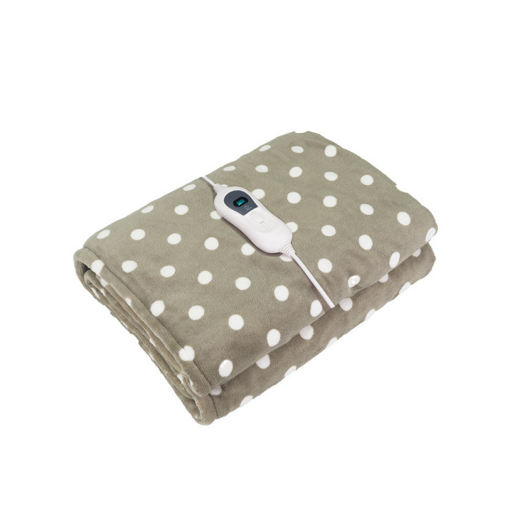 MANTA ELECT.BIENESTAR LUNARES MARRON/BLANCO 120W 160X120C M 3NIVELES,AUTOAPAGADO,DESMONT.LAVABLE