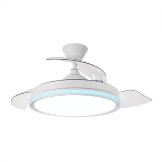 VENTILADOR DE TECHO ABRILA MODELO CACIQUE 59W 7W 3 ASPAS TRANSPARENTES MOTOR DC 6980LM BLANCO MOD:24