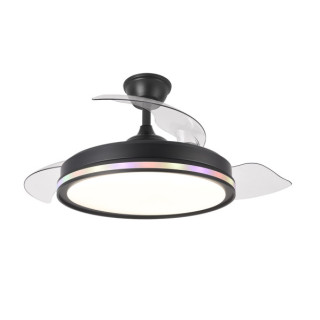 VENTILADOR DE TECHO ABRILA MODELO CACIQUE 59W 7W 3 ASPAS TRANSPARENTES MOTOR DC 6980LM NEGRO MOD:246