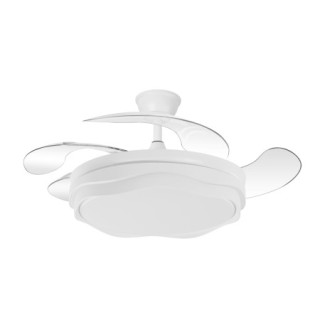 VENTILADOR DE TECHO ABRILA MODELO NASIM 59W 4 ASPAS TRANSPARENTES MOTOR DC 6980LM BLANCO MOD:2587914