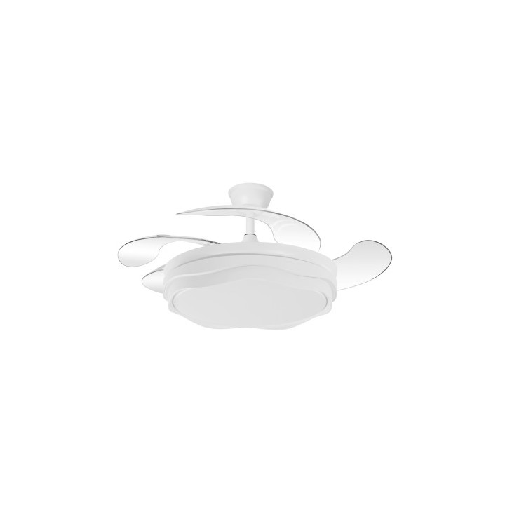 VENTILADOR DE TECHO ABRILA MODELO NASIM 59W 4 ASPAS TRANSPARENTES MOTOR DC 6980LM BLANCO MOD:2587914