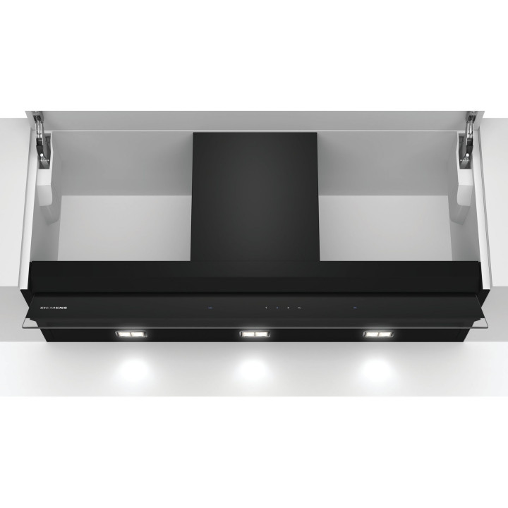 CAMPANA DECORATIVA INTEGRADA SIEMENS 90 CM. 749 m3 BLACK INOX MOD. LJ97BAM60