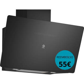 CAMPANA DECORATIVA INCLINADA BALAY 90CM 1007M3 CRISTAL NEGRO MOD:3BC599AN