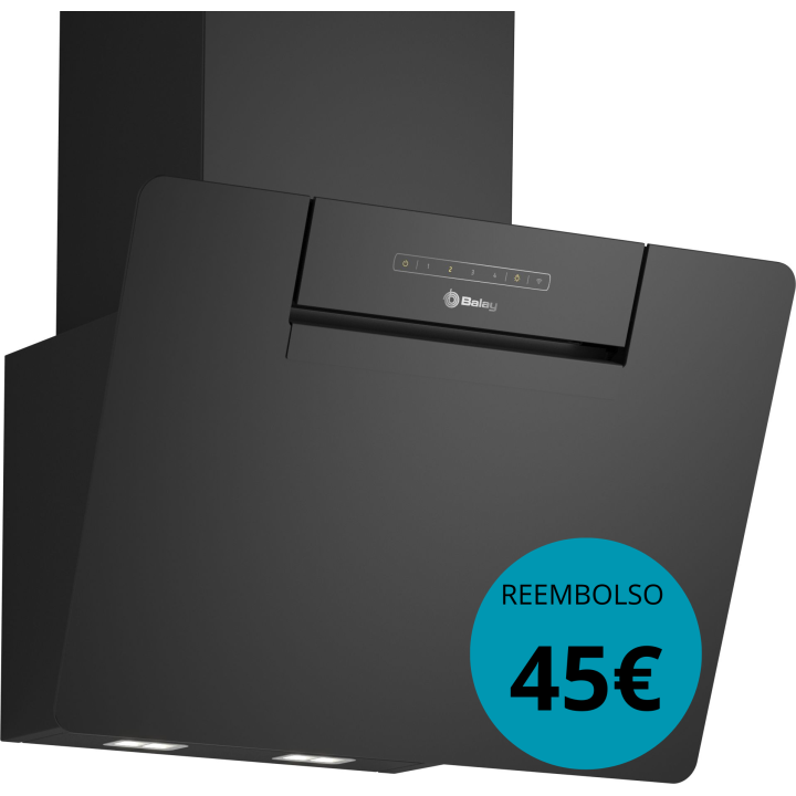 CAMPANA DECORATIVA INCLINADA BALAY 60 CM  CRISTAL NEGRO MOD:3BC567GNH