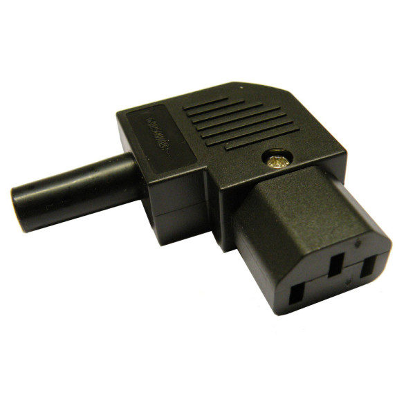 CONECTOR ALIMENTACION TRIPOLAR HEMBRA ACODADO AEREA HOMOLOGADO CODO