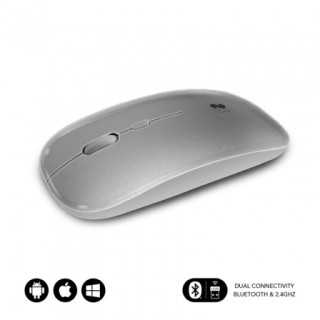 RATON INALAMBRICO SUBBLIM DUAL FLAT/BATERIA RECARGABLE /HASTA 1600 DPI/PLATA