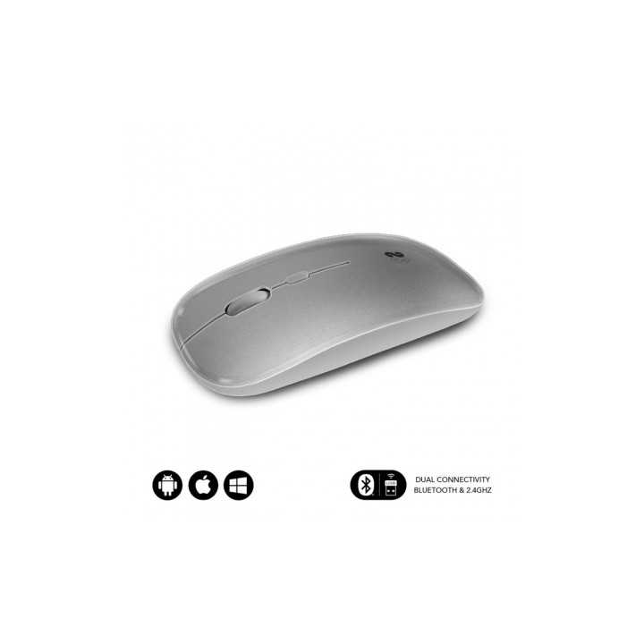 RATON INALAMBRICO SUBBLIM DUAL FLAT/BATERIA RECARGABLE /HASTA 1600 DPI/PLATA