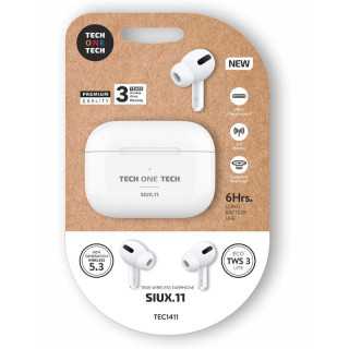 AURICULARES BLUETOOTH TECH ONE TECH SIUX.1 TECH1411/CON ESTUCHE DE CARGA /AUTONOMIA 6H/ BLANCOS