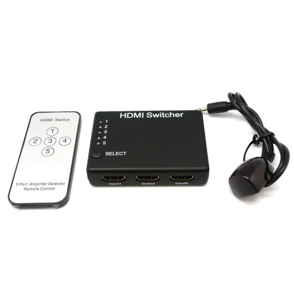 SELECTOR HDMI 5 ENTRADAS Y 1 SALIDA INCLUYE MANDO A DISTANCIA CON INFRARROJOS