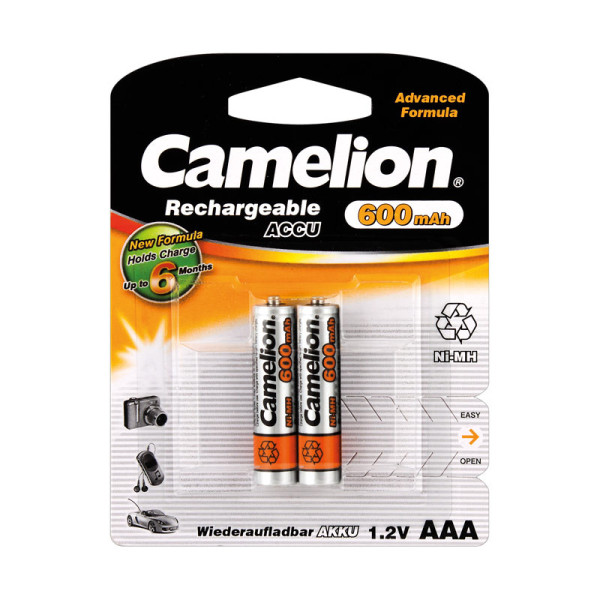 BATERIA RECARGABLE AAA 1.2V 600mA NI-MH PACK 2 UNIDADES