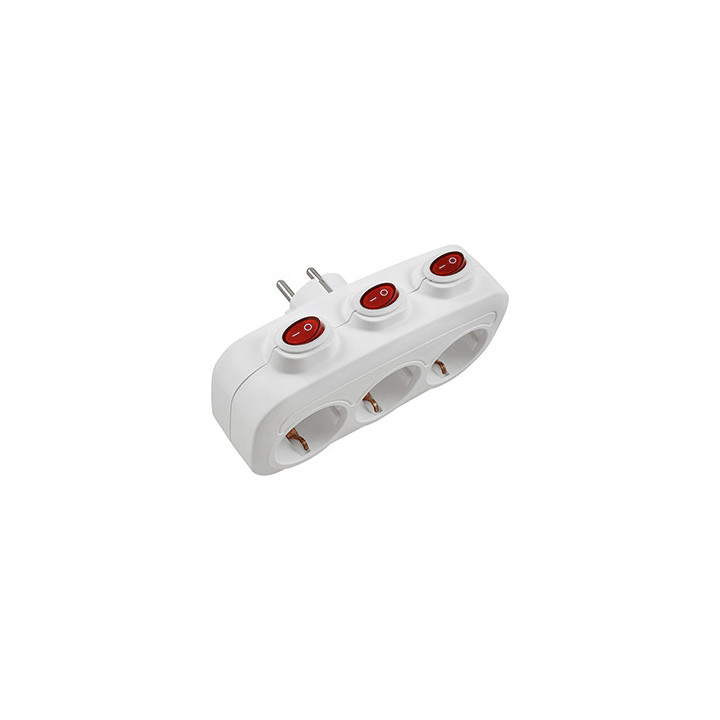 BASE SCHUKO 3 TOMAS CON INTERRUPTOR INDIVIDUAL