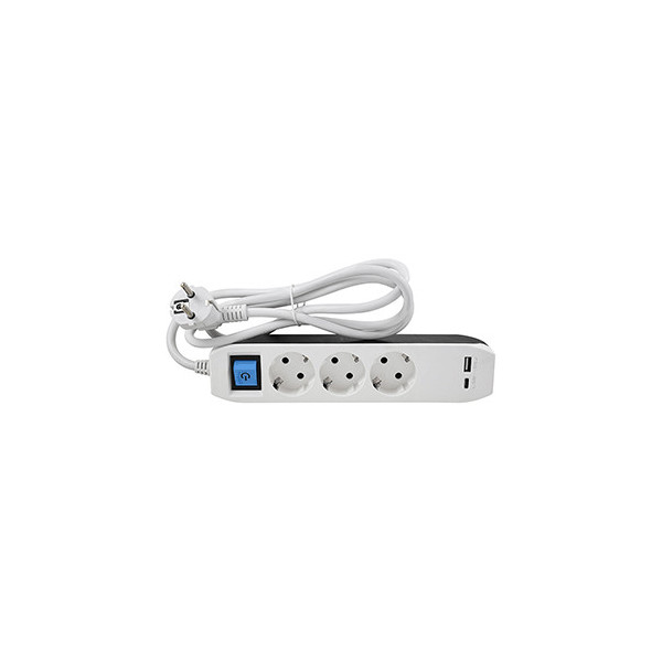 BASE MULTIPLE 3x1.5mm 1,5m 3 SCHUKO 2 USB CON INTERRUPTOR