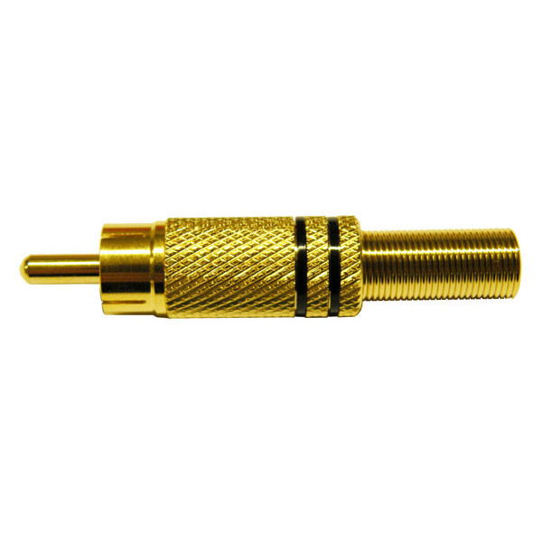 CONECTOR RCA MACHO NEGRO METALICO DORADO