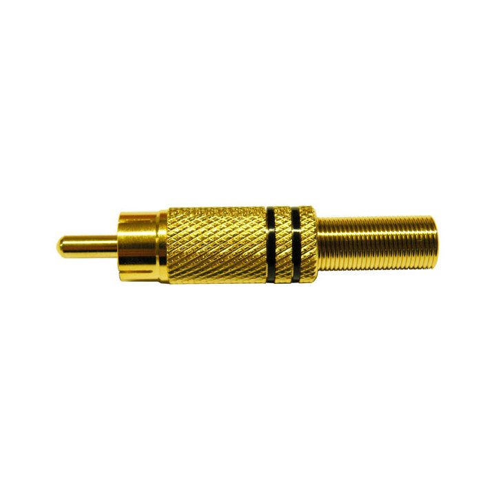 CONECTOR RCA MACHO NEGRO METALICO DORADO