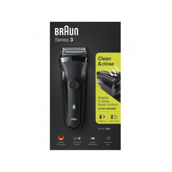 AFEITADORA BRAUN SERIE 3 300S BLACK INALAMBRICO MOD:S3300S
