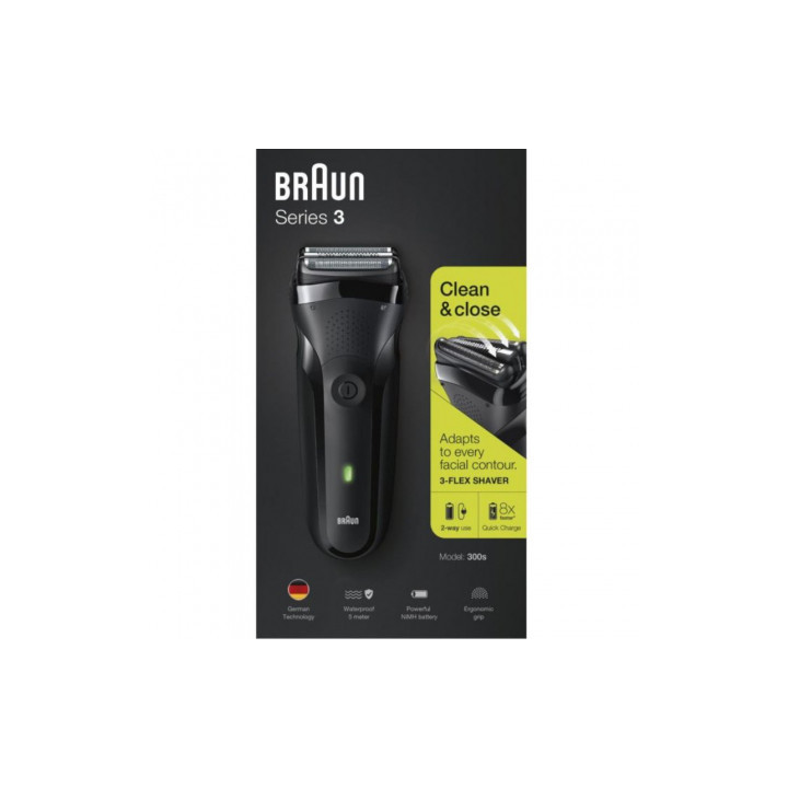 AFEITADORA BRAUN SERIE 3 300S BLACK INALAMBRICO MOD:S3300S