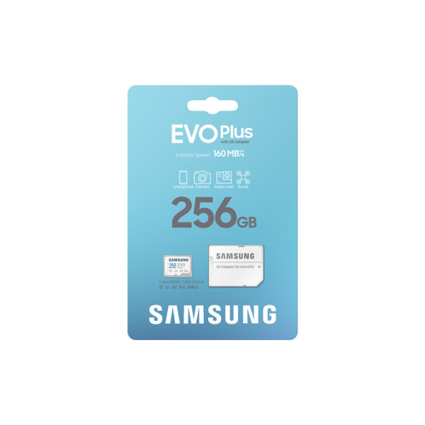 Tarjeta de Memoria Samsung EVO Plus 2021 256GB microSD XC con Adaptador/ Clase 10/ 130MBs